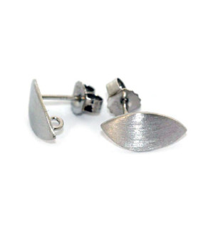 Stud earrings patent navette, silver rhodium plated, satin Steindesign - 1