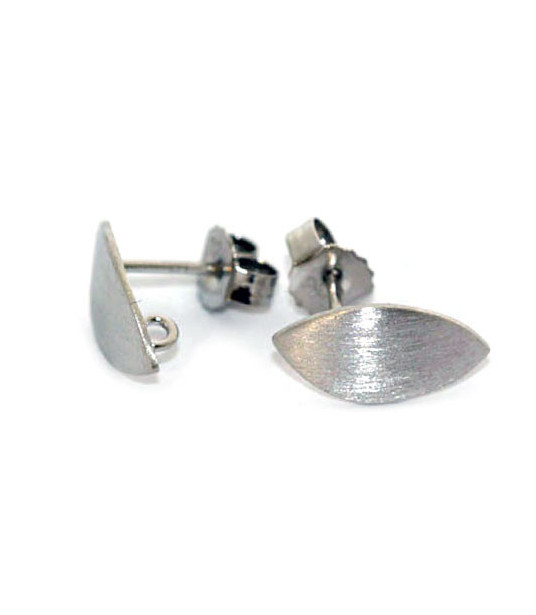Stud earrings patent navette, silver rhodium plated, satin Steindesign - 1