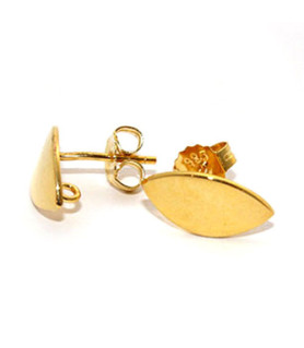 Stud earrings patent navette, silver gold-plated Steindesign - 1