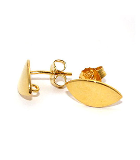 Stud earrings patent navette, silver gold-plated Steindesign - 1