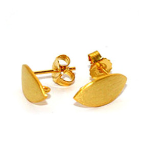 Stud earrings patent navette, silver gold-plated, satin Steindesign - 1