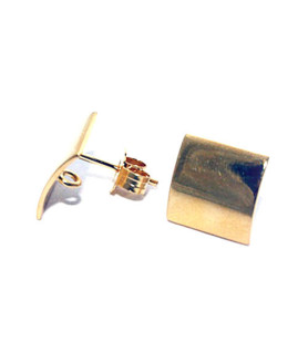 Stud earrings patent square, silver gold-plated Steindesign - 1