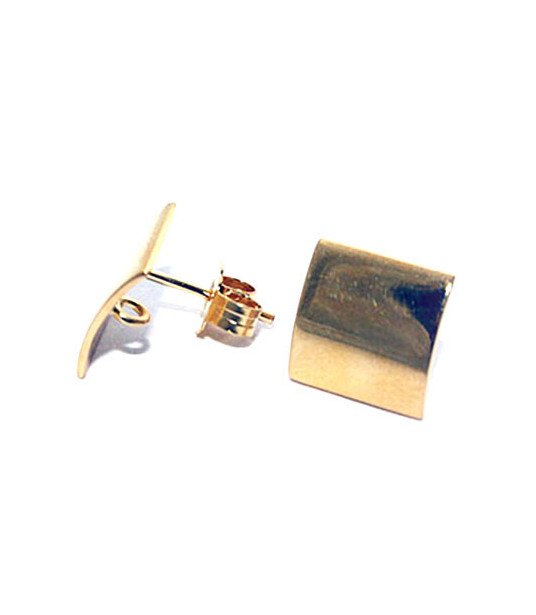 Ohrsteckerpatent quadratrisch, Silber vergoldet Steindesign - 1