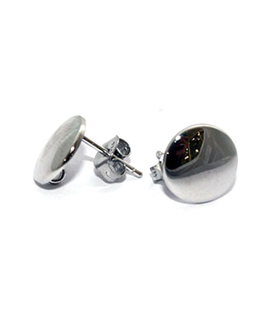 Stud earrings patent round, silver rhodium plated Steindesign - 1