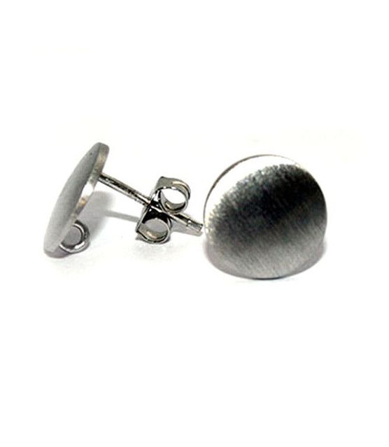 Ohrsteckerpatent rund 10 mm, Silber rhodiniert matt Steindesign - 1