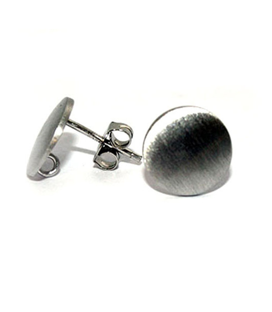 Ohrsteckerpatent rund 10 mm, Silber rhodiniert matt Steindesign - 1