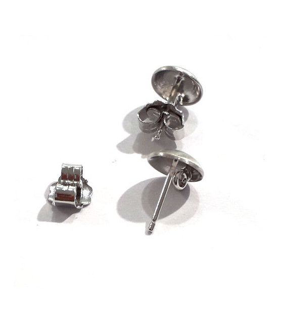 copy of Stud earrings patent round, silver rhodium plated, satin Steindesign - 1