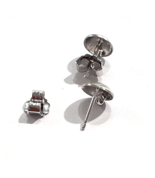 Ohrsteckerpatent rund 8 mm, Silber rhodiniert Steindesign - 1