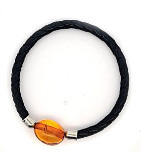 Leather bracelet with Amber  - 2
