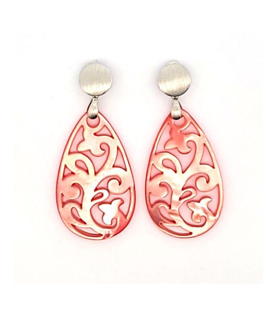 Earrings Mother of Pearl salmon rosé silver Steindesign - 4
