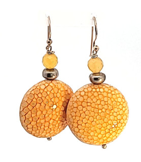 Earrings stingray leather light orange  - 1