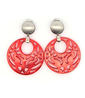 Earrings Mother of Pearl salmon rosé silver Steindesign - 1