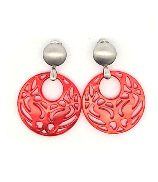 Earrings Mother of Pearl salmon rosé silver Steindesign - 1