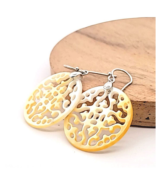 Earrings Mother of Pearl natural white Steindesign - 1