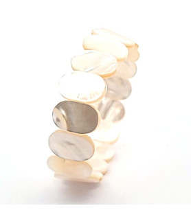 Mother-of-pearl bracelet, white, 18 mm  - 1