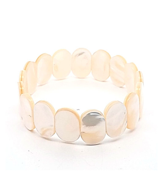 Mother-of-pearl bracelet, white, 18 mm  - 2