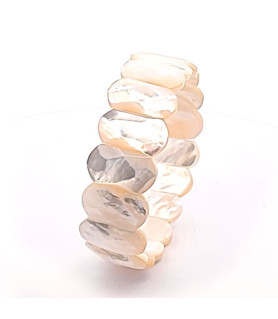 Mother-of-pearl bracelet, white faceted, 18 mm  - 2