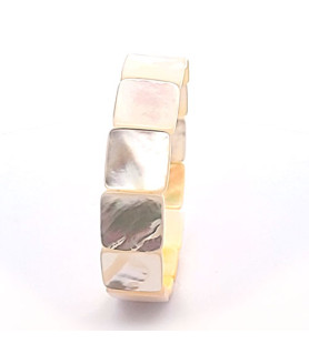 Mother-of-pearl bracelet white square, 14 mm  - 1