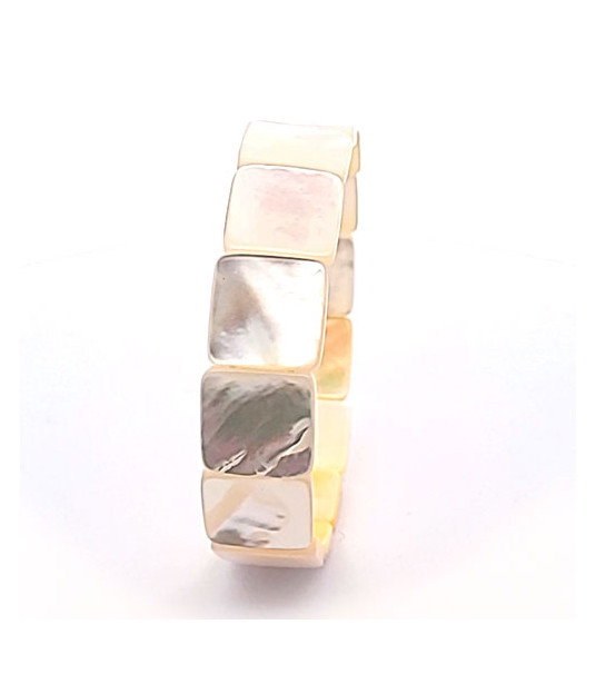 Mother-of-pearl bracelet white square, 14 mm  - 1