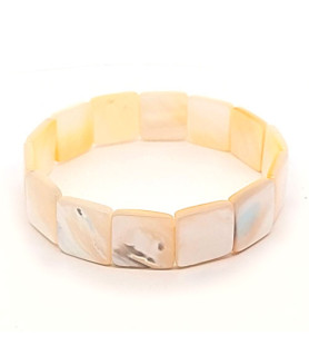 Mother-of-pearl bracelet white square, 14 mm  - 2