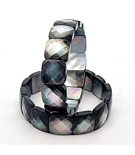 Mother-of-pearl bracelet Tahiti Square faceted, 14 mm  - 2