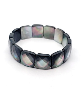Mother-of-pearl bracelet Tahiti Square faceted, 14 mm  - 1