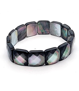 Mother-of-pearl bracelet Tahiti Square faceted, 14 mm  - 3