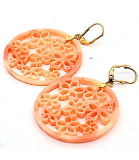 Earrings Floral salmon pink  - 1