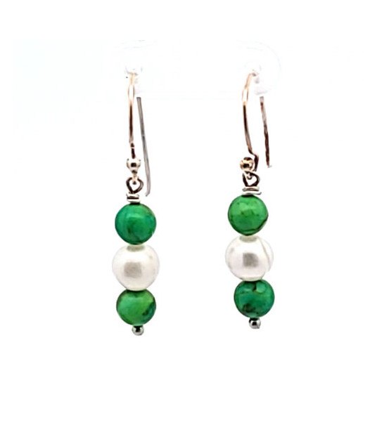 Ohrringe Türkis grün mit Perle  - 1