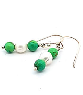 Ohrringe Türkis grün mit Perle  - 2