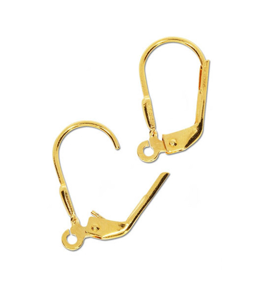 Klappbrisuren (Ohrhaken mit Klappbügel) Standard silber vergoldet Steindesign - 1