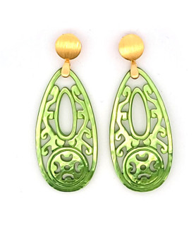 Ear pendant mother-of-pearl drop long, light green  - 1