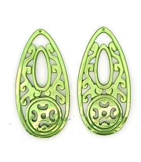 Ear pendant mother-of-pearl drop long, light green  - 2