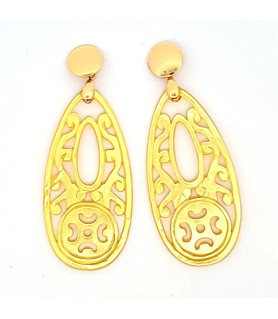 Ear pendant mother-of-pearl drop long, yellow  - 1