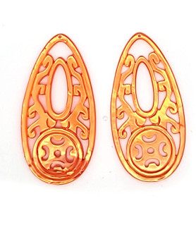 Ear pendant mother-of-pearl drop long, orange  - 2