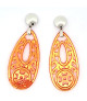 Ear pendant mother-of-pearl drop long, orange  - 1
