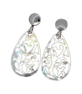 Ear pendant mother-of-pearl drop, white  - 3