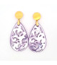 Ear pendant mother-of-pearl drops, lilac  - 1