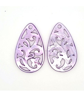 Ear pendant mother-of-pearl drops, lilac  - 2