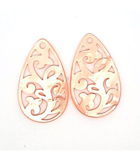 Ear pendant mother-of-pearl drops, peach  - 1