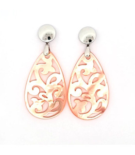 Ear pendant mother-of-pearl drops, peach  - 2