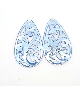 Ear pendant mother-of-pearl drops, light blue  - 2