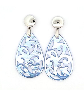 Ear pendant mother-of-pearl drops, light blue  - 1