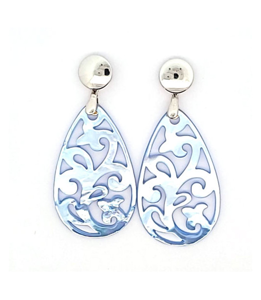 Ear pendant mother-of-pearl drops, light blue  - 1