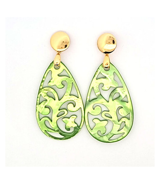 Ear pendant mother-of-pearl drops, light green  - 1