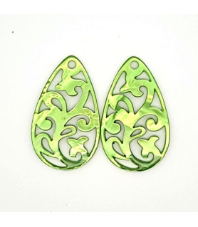 Ear pendant mother-of-pearl drops, light green  - 2