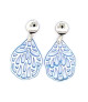 Ear pendant mother-of-pearl leaf small, light blue  - 1