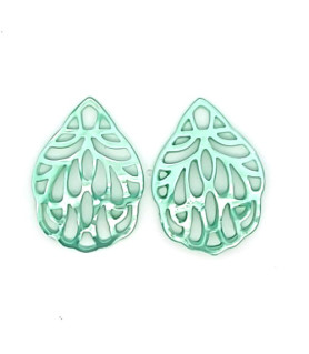 Ear pendant mother-of-pearl leaf small, mint green  - 2