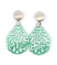 Ear pendant mother-of-pearl leaf small, mint green  - 1