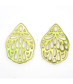 Ear pendant mother-of-pearl leaf small, light green  - 2